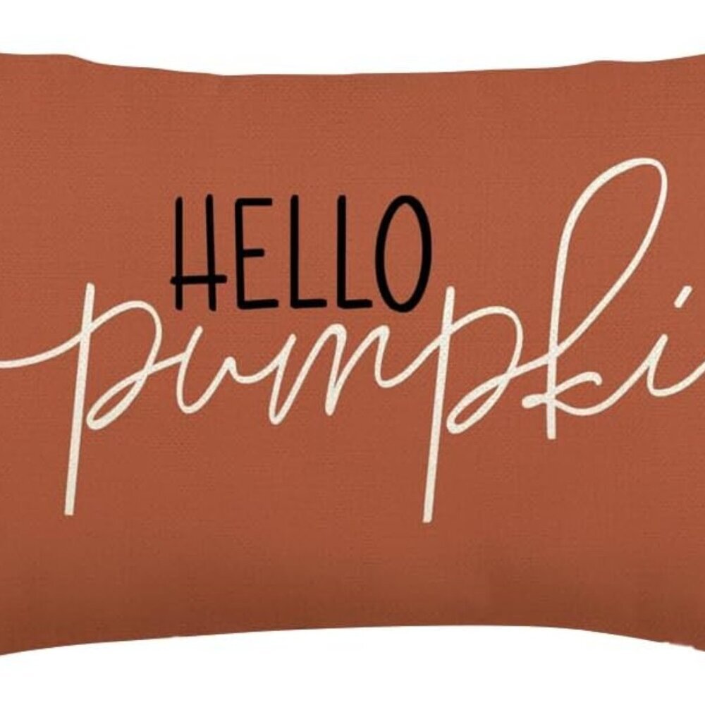 Fall Pillow Covers 12x20 Inch,Rust Autumn Hello Pumpkin Pillows Decorative Throw